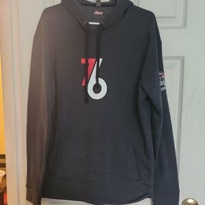 Men's Navy Hoodie with Red and White Accents